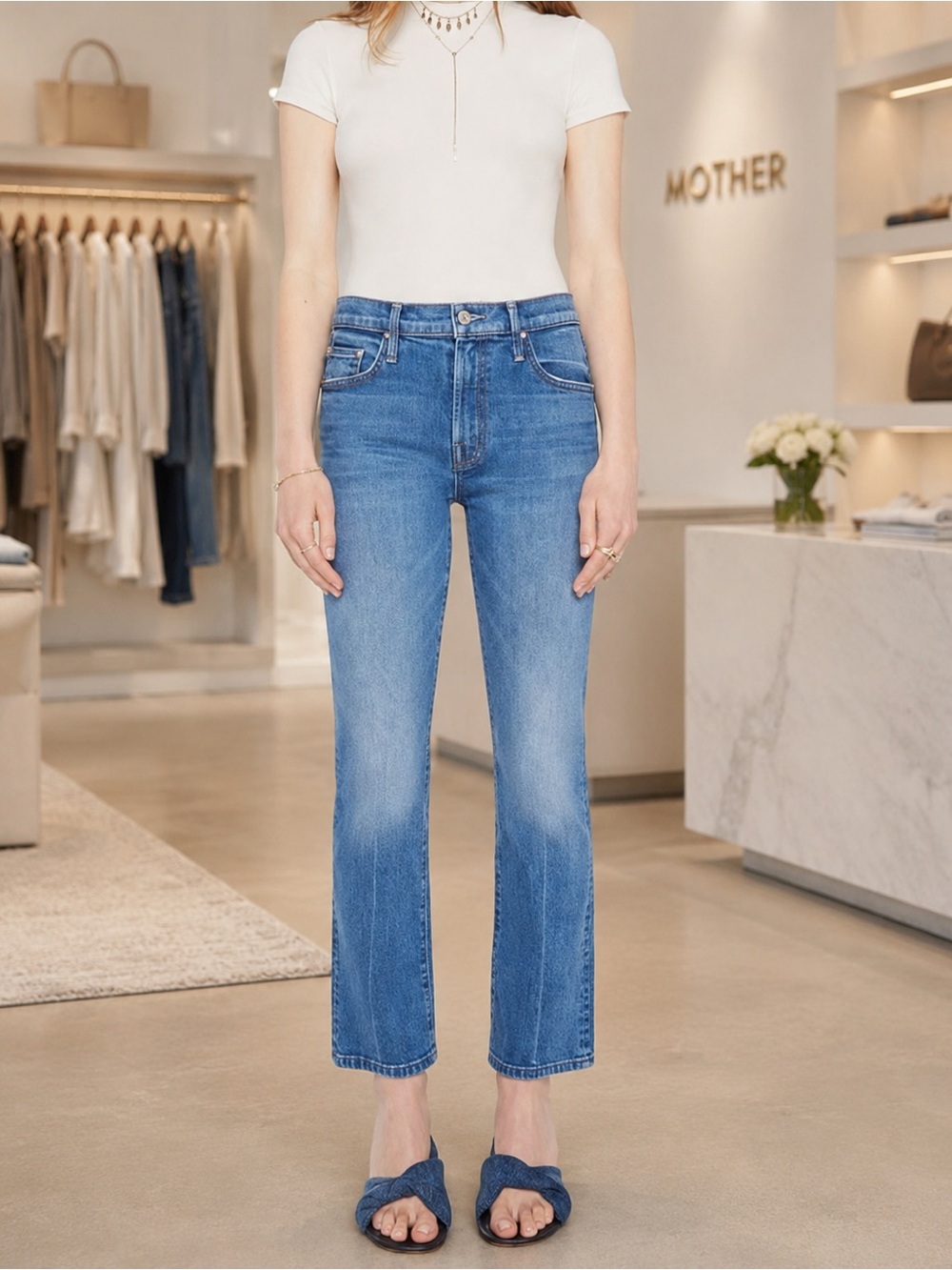 MOTHER The Insider Ankle Jeans Get Two Birds Stoned Size 27 NWT $268